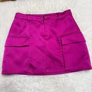 ZARA Women's Sz XS Metallic Magenta Mini Skirt Y2K, 3013